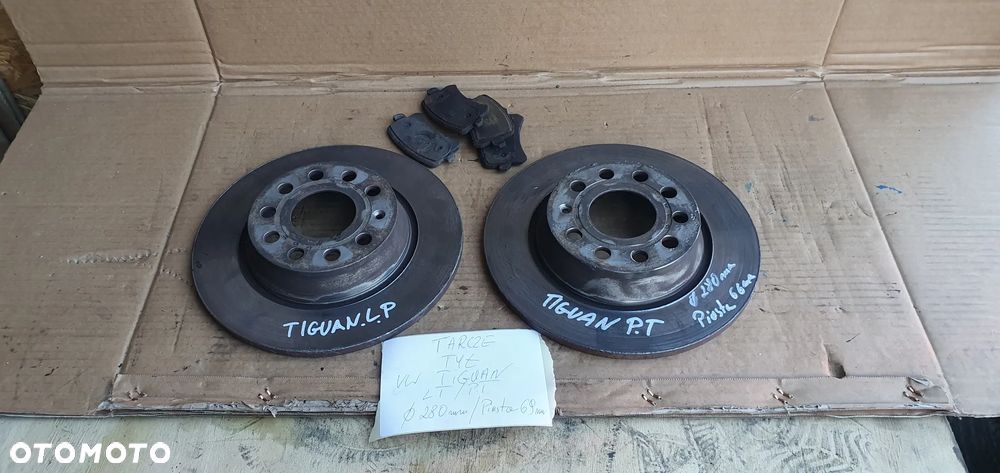 Tarcze klocki hamulcowe tył tylne 280mm VW Tiguan I Lift 2.0 TDI - 1