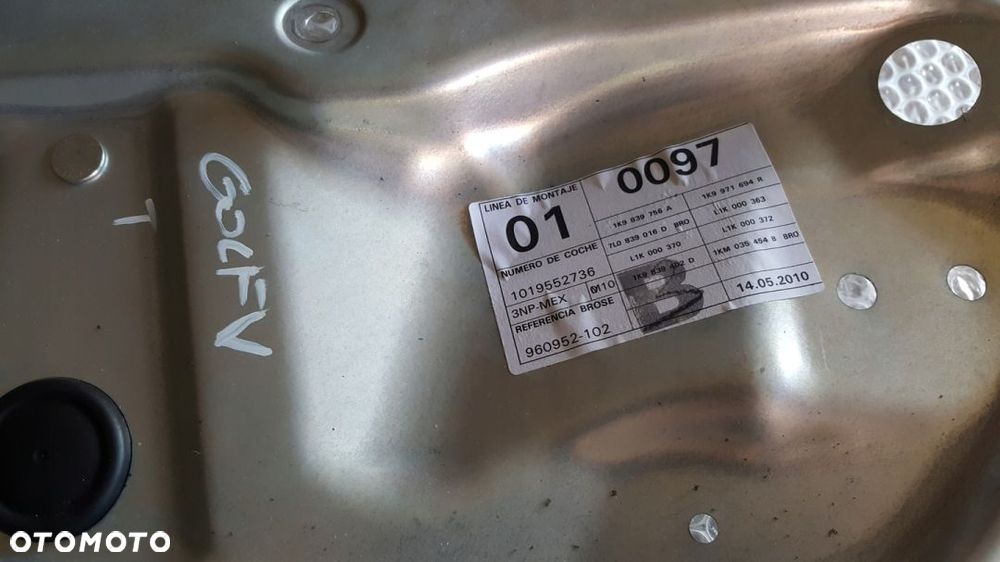 MECHANIZM SZYBY TYŁ LEWY GOLF VI KOMBI 1K9839975 - 5