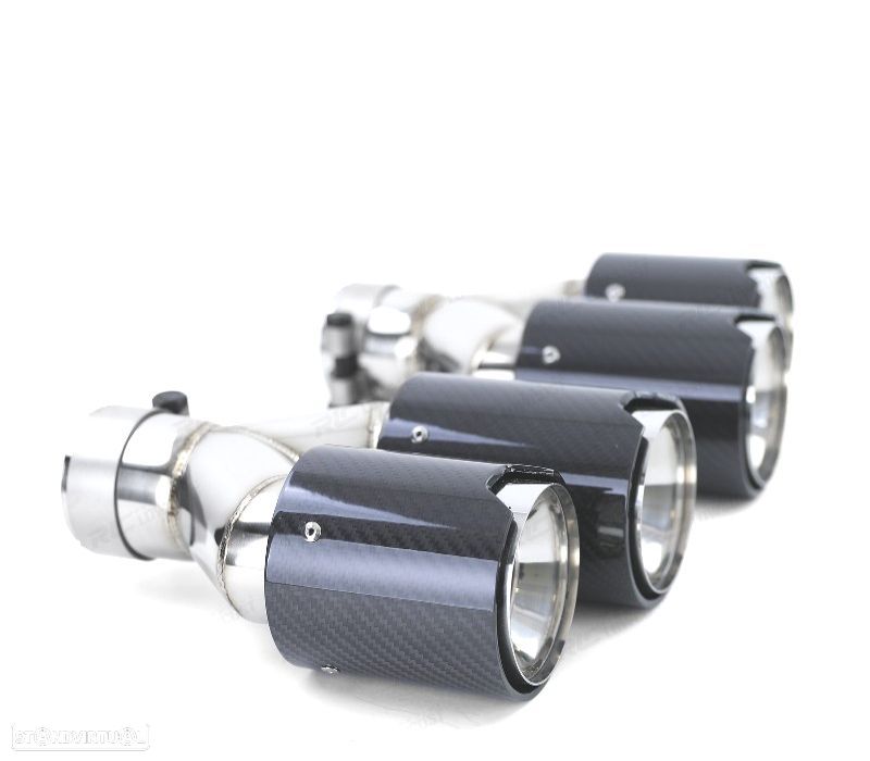 PONTEIRAS DE ESCAPE BMW LOOK M PERFORMANCE CROMADO CARBONO - 4