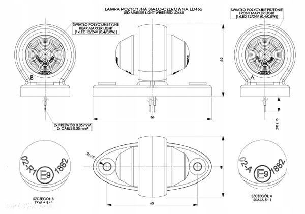 LAMPA OBRYSOWA LED BIAŁO CZERWONA - 3