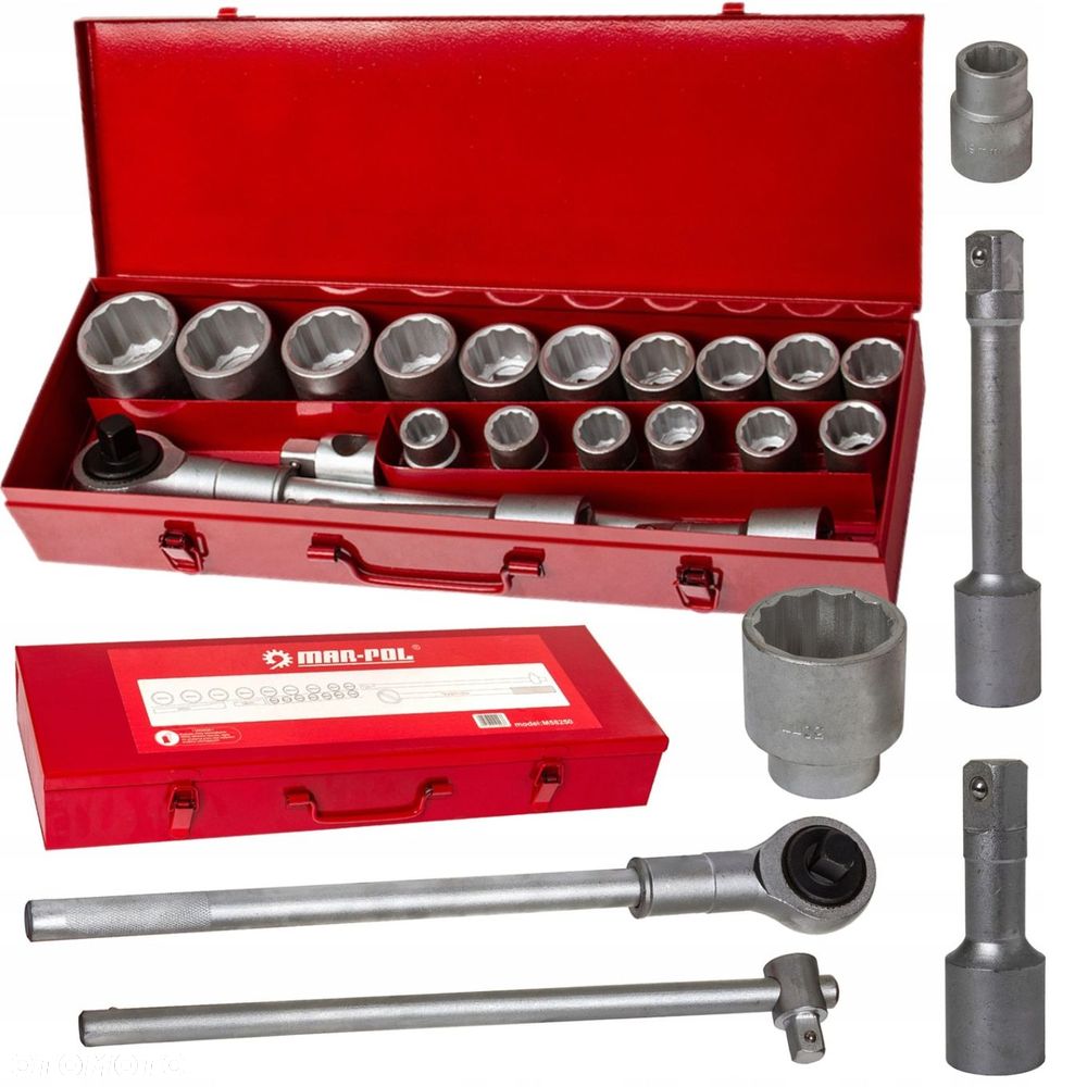ZESTAW KLUCZY NASADOWYCH Z GRZECHOTKĄ 19-50mm 3/4" 21 ELEMENTÓW Z WALIZKĄ - 1