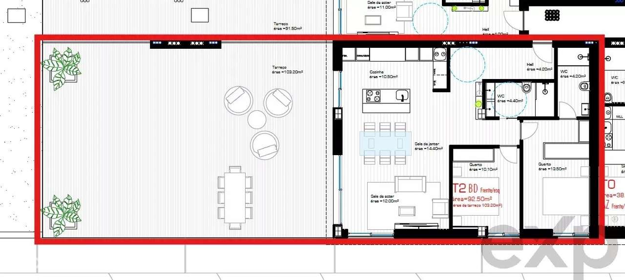 APARTAMENTO - T2 NOVO com 103,20m² de terraço + 5 lugares de estaciona - Grande imagem: 2/8