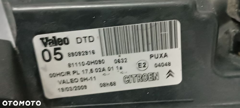 CITROEN C1 LAMPA PRZÓD PRZEDNIA LEWA  EUROPA 89092916 - 3