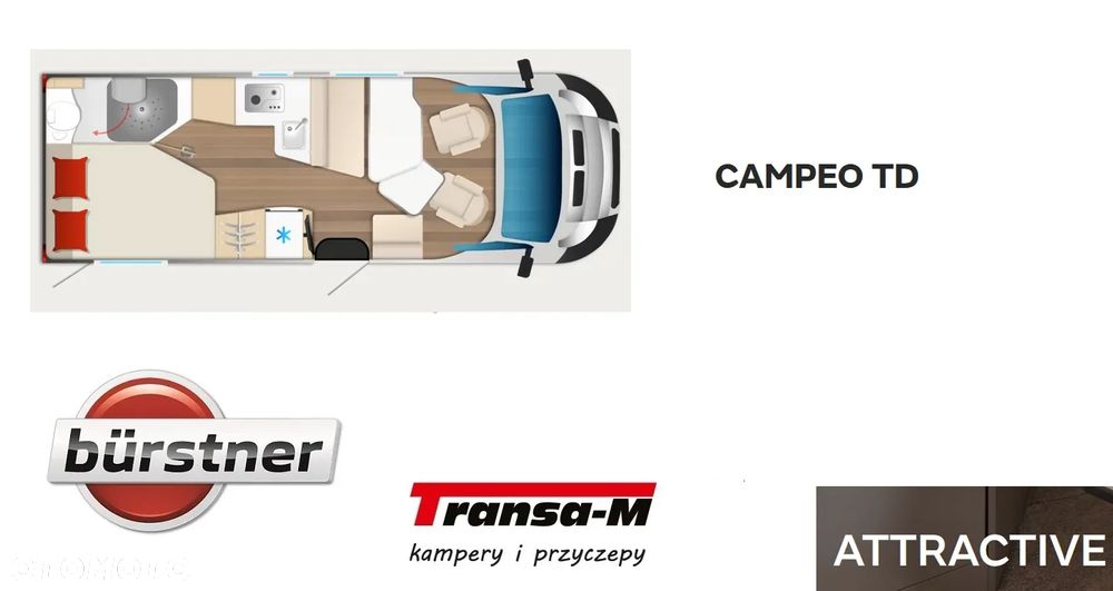 Fiat KAMPER BURSTNER CAMPEO TD 660 ATTRACTIVE DUCATO 2.2JTD 140 KM AUTOMAT NOWY! MODEL 2025 - 2