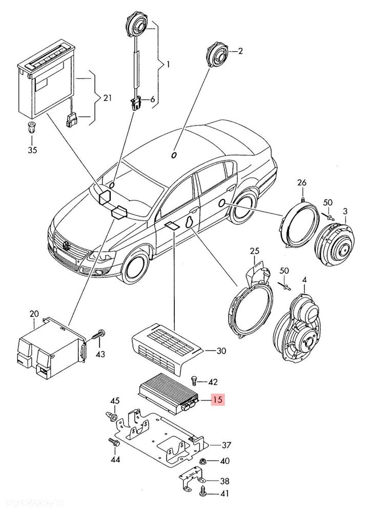 wzmacniacz audio vw passat b6 3c0035456 - 2