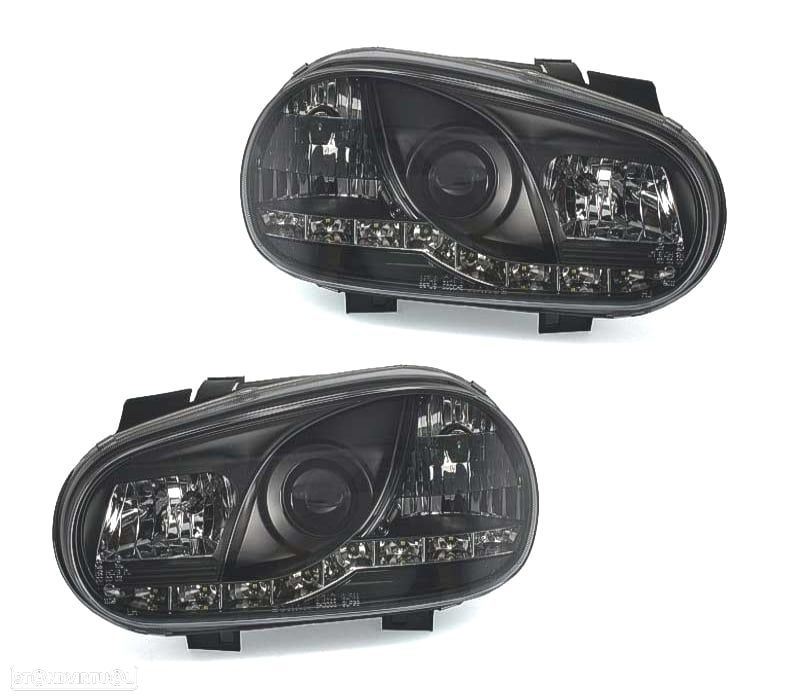 FARÓIS FRENTE LUZ DIURNA LED GOLF 4 FUNDO PRETO - 1