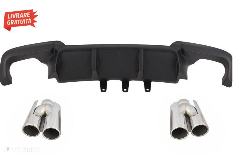 Difuzor de aer cu evacuare dubla BMW Seria 5 F10 F11 (2011-2017) cu Tobe Ornamente- livrare gratuita - 1