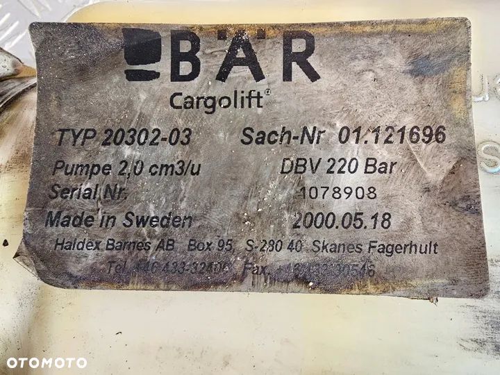 POMPA HYDRAULICZNA AGREGAT SILNIK ZBIORIK WINDY BAR TYP: 20302-03 24V - 4