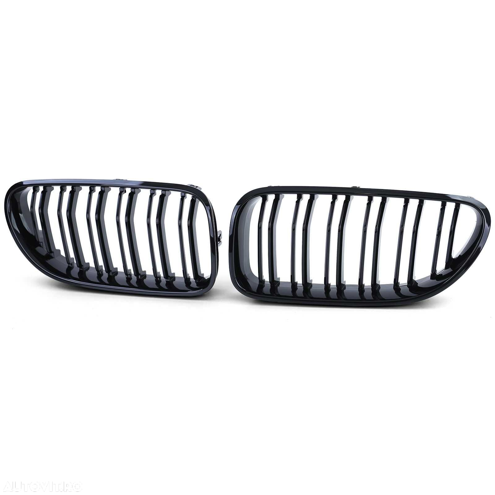 Grile Nari Duble M Look BMW Seria 6 F06 F12 F13, Negru Lucios M6 Sport - 4