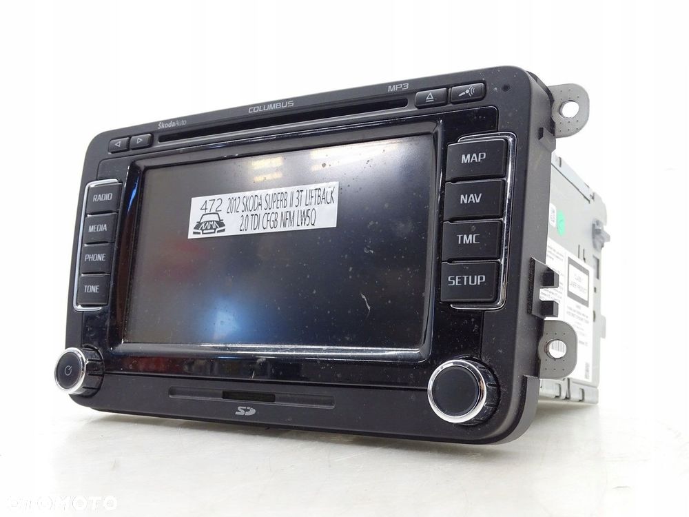 RADIO RADIOODTWARZACZ CD SD EKRAN WYŚWIETLACZ SKODA SUPERB II 3T0035680E - 1