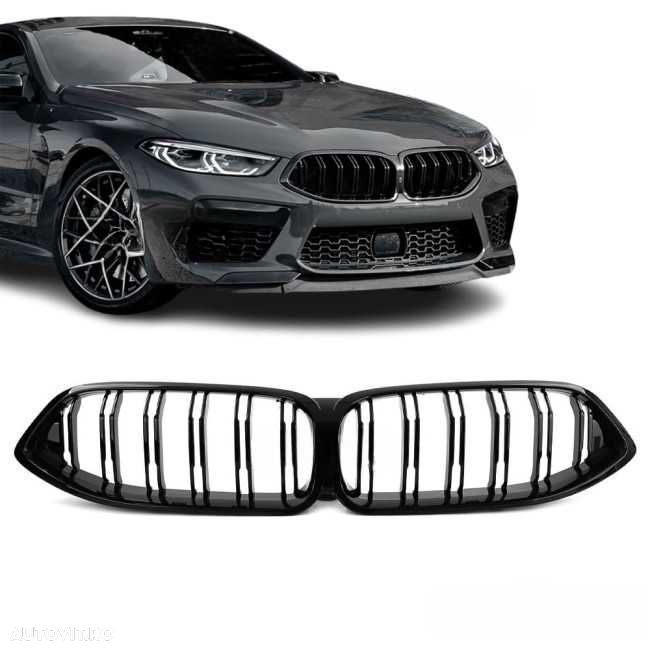 Grile Grila Nari Duble M BMW Seria 8 G14 G15 G16 2018-22, Negru Lucios - 1