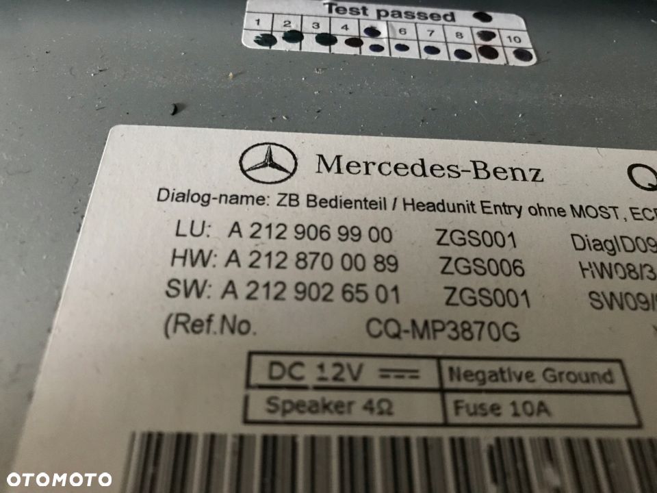 MERCEDES 212 RADIO NAVIGACJA A 2129069900 - 2