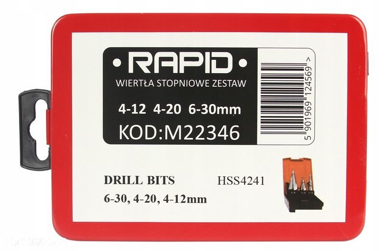WIERTŁA STOPNIOWE 3 SZTUKI 6-30 mm STOŻEK SPIRALA - 2