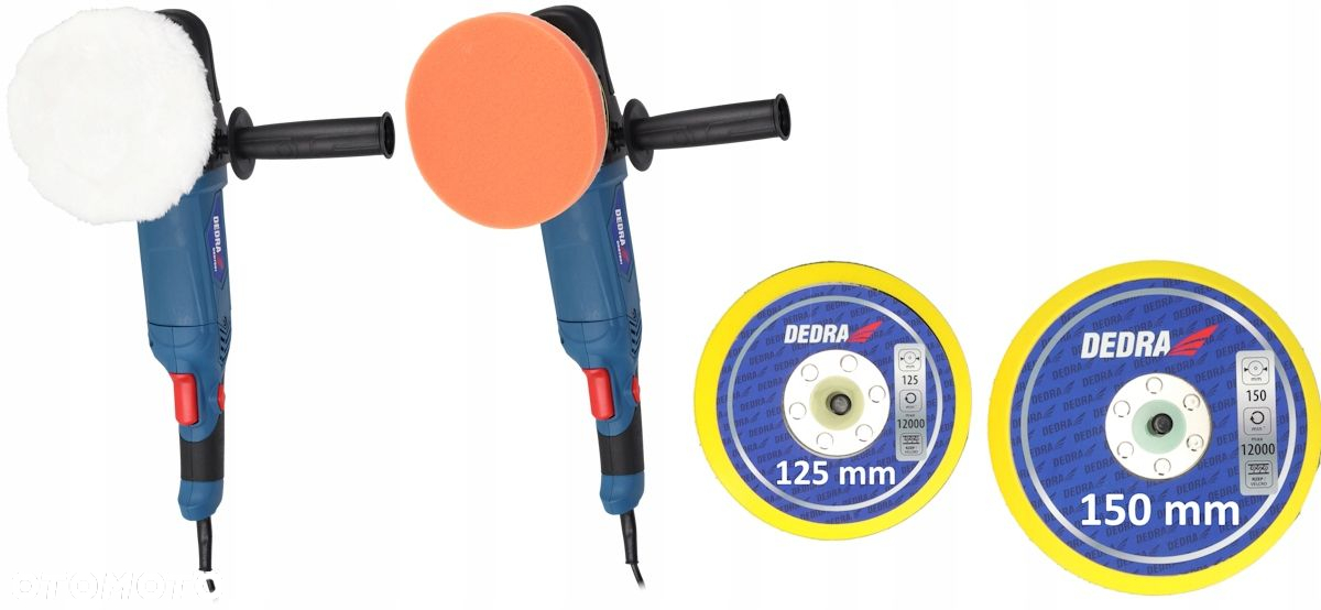 DEDRA ZESTAW SZLIFIERKA MASZYNA POLERSKA POLERKA DO AUTA 2 PADY 125 150MM - 10