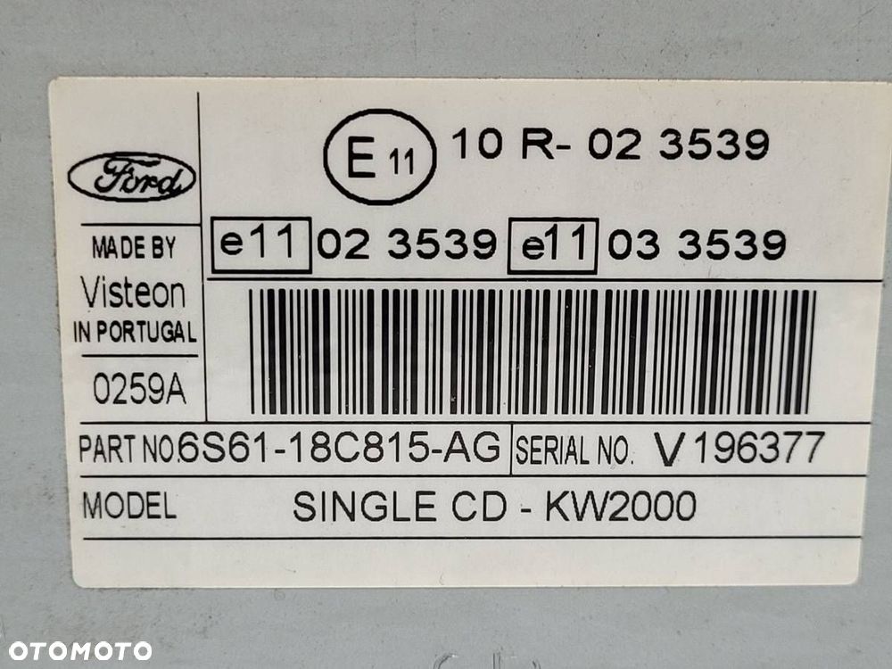 RADIO RADIOODTWARZACZ CD FORD FUSION 6S61-18C815-AG - 10