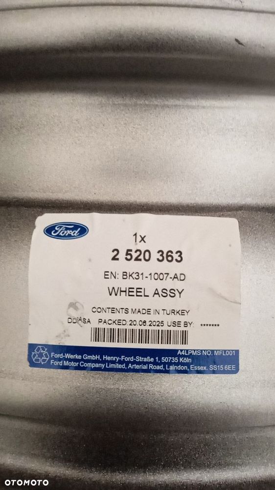 Felga stalowa 6J x 16" x 109.5 - Transit 01/2014- FORD OE 2520363 - 3