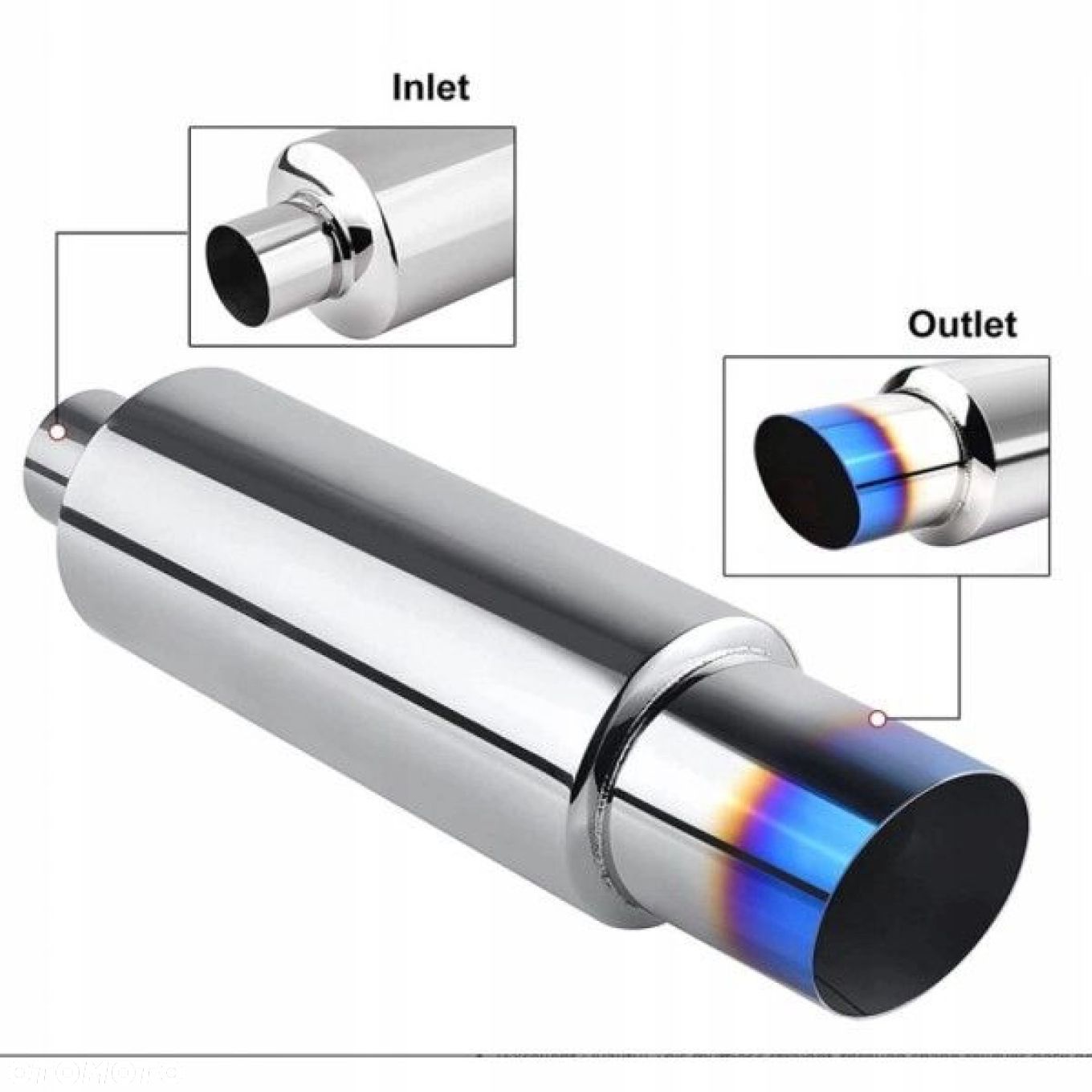 Tłumik Końcowy PRZELOTOWY wejście 63mm Końcówka 89mm JDM nierdzewka - 1