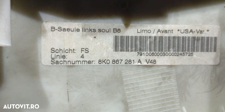 Ornament stalp stanga 8K0867281A Audi A4 B8/8K [2007 - 2011] - 3