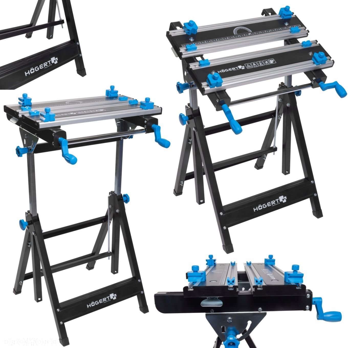 HOGERT STÓŁ WARSZTATOWY SKLADANY 600 x 570 x 770-1070 mm HT7G542 - 1