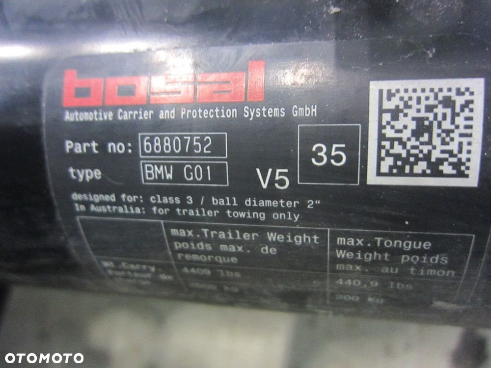 BMW X3 G01 HAK KULA HAKA HOLOWNICZEGO MOCOWANIE 6880752 BOSAL - 9