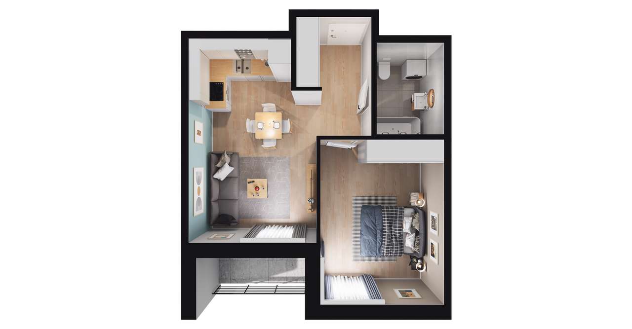 2-pokojowe mieszkanie 40m2 + loggia Bez Prowizji - Pełny obrazek: 3/24