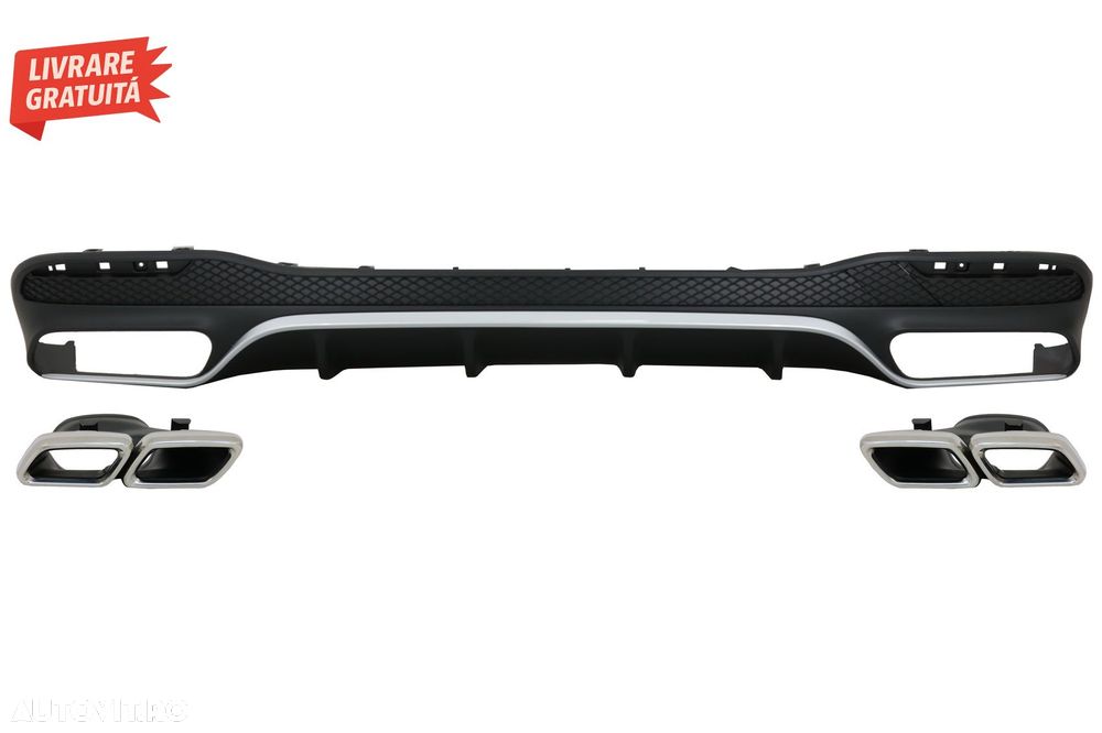 Difuzor Bara Spate cu Ornamente Evacuare Mercedes GLS X166 Facelift (09.2015-2019)- livrare gratuita - 1