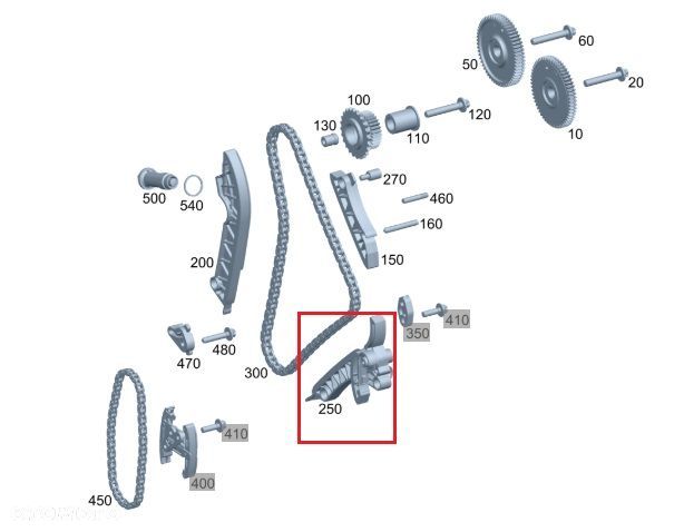 MERCEDES OM654 Slizg lancucha rozrzadu ORYGINAL - 2