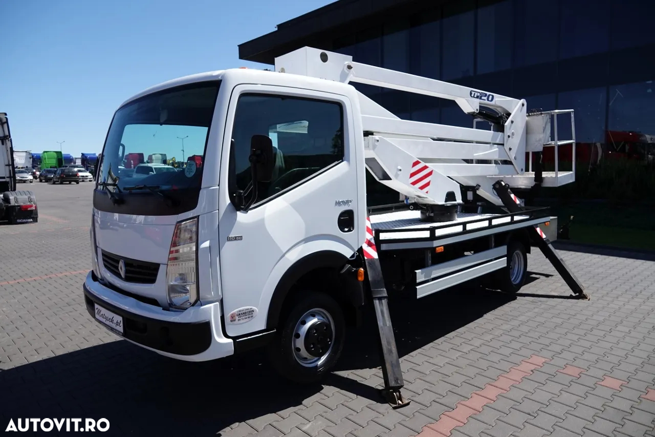 Renault MAXITY 110 DXI / ELEVATOR 20 METRI / ELEVATOR CU CULBIE TP20 / COȘ PENTRU 2 PERSOANE - 250 KG / 42.000 KM / CONTRACT POST-SERVICE - 8
