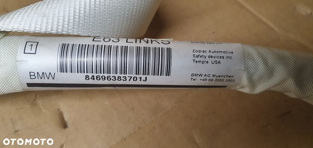 Kurtyna airbag boczna lewa BMW 6 E63 5322322 4480181 - 7