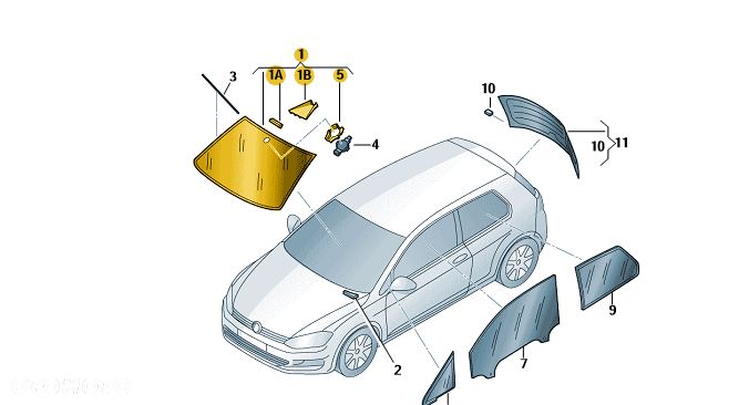 Szyba czołowa (warstwowa) VW GOLF 2017-20 - 1
