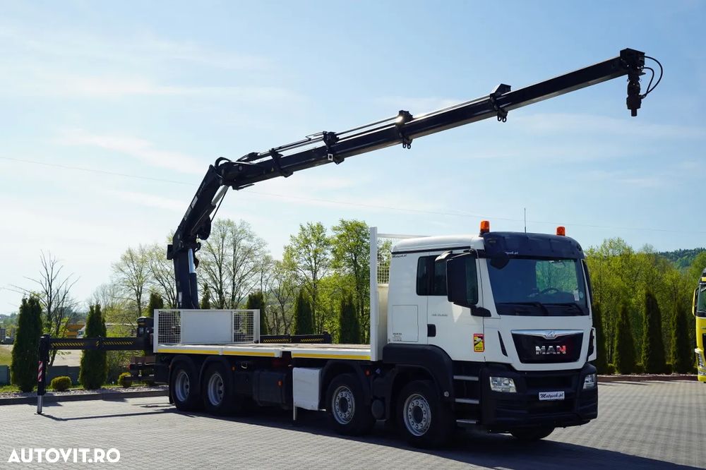 MAN TGS 35.480 / 8x4 / HDS HIAB 288 EP-5, rază de acțiune: 12,7 m / platformă laterală - 7,4 m / capacitate de ridicare: 9400 kg / EURO 6 / RADIOCOMANDĂ - 1