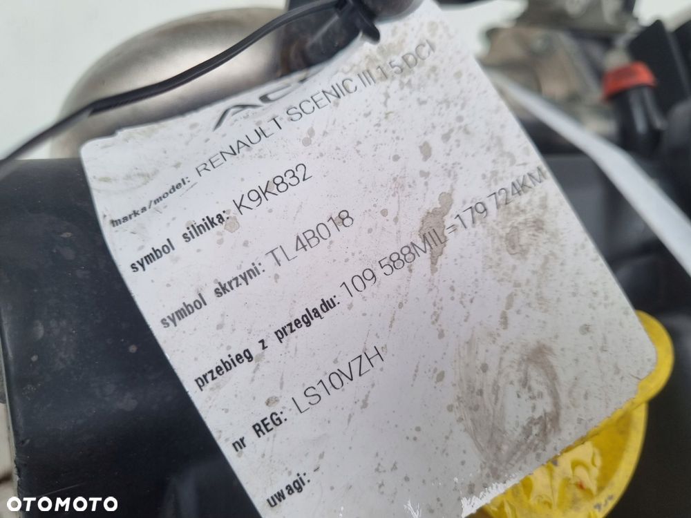 SILNIK KOMPLET Renault Megane III 1.5 DCI udokumentowane 179tyś K9K832 - 2