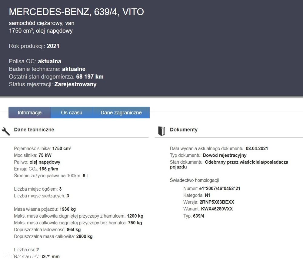 Mercedes-Benz 2021 VITO FURGON DŁUGI SALON POLSKA - 3