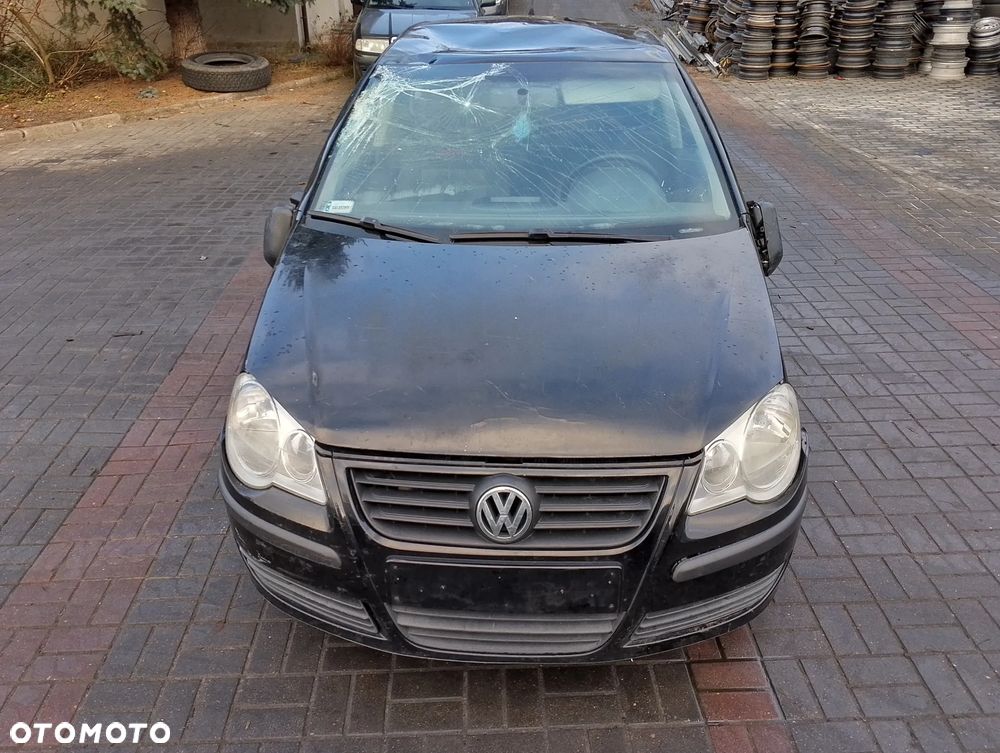 KOMPLETNY PRZÓD Volkswagen Polo 9N3 1.2 B 6V 55 KM (Po Lift) (05-09r) lakier L041 kolor Czarny Europa MASKA ZDERZAK KOMPLETNY LAMPY GRILL PAS PRZEDNI CHŁODNICE BELKA WZMOCNIENIE BARDZO ŁADNY STAN!!! GWARANCJA!!!! - 1