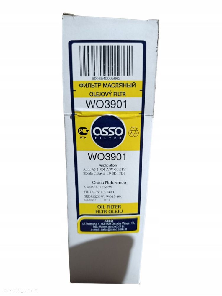 ASSO WO3901 FILTR OLEJU AUDI VW SKODA HU726/2X OE 640/1 WO15-40X - 4