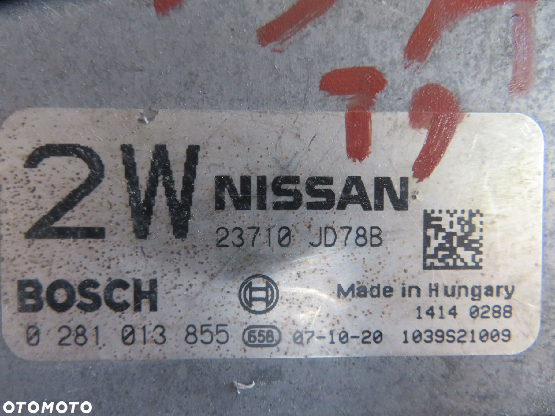 STEROWNIK SILNIKA KOMPUTER QASHQAI I J10 2.0 DCI 23710-JD78B 0281013855 NISSAN 2006-2009 - 2