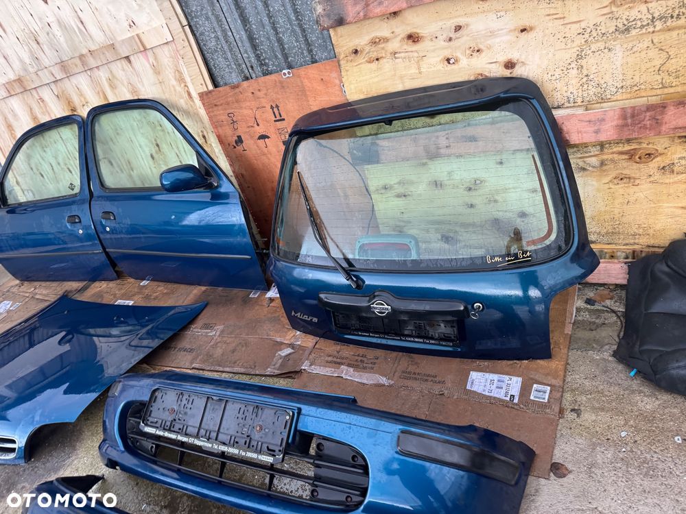 Nissan micra k11 drzwi przednie prawe lewe przód maska zderzak przedni lampy przód przednie tylne lampy tył chłodnica wentylator klapa bagażnik drzwi niebieski - 8