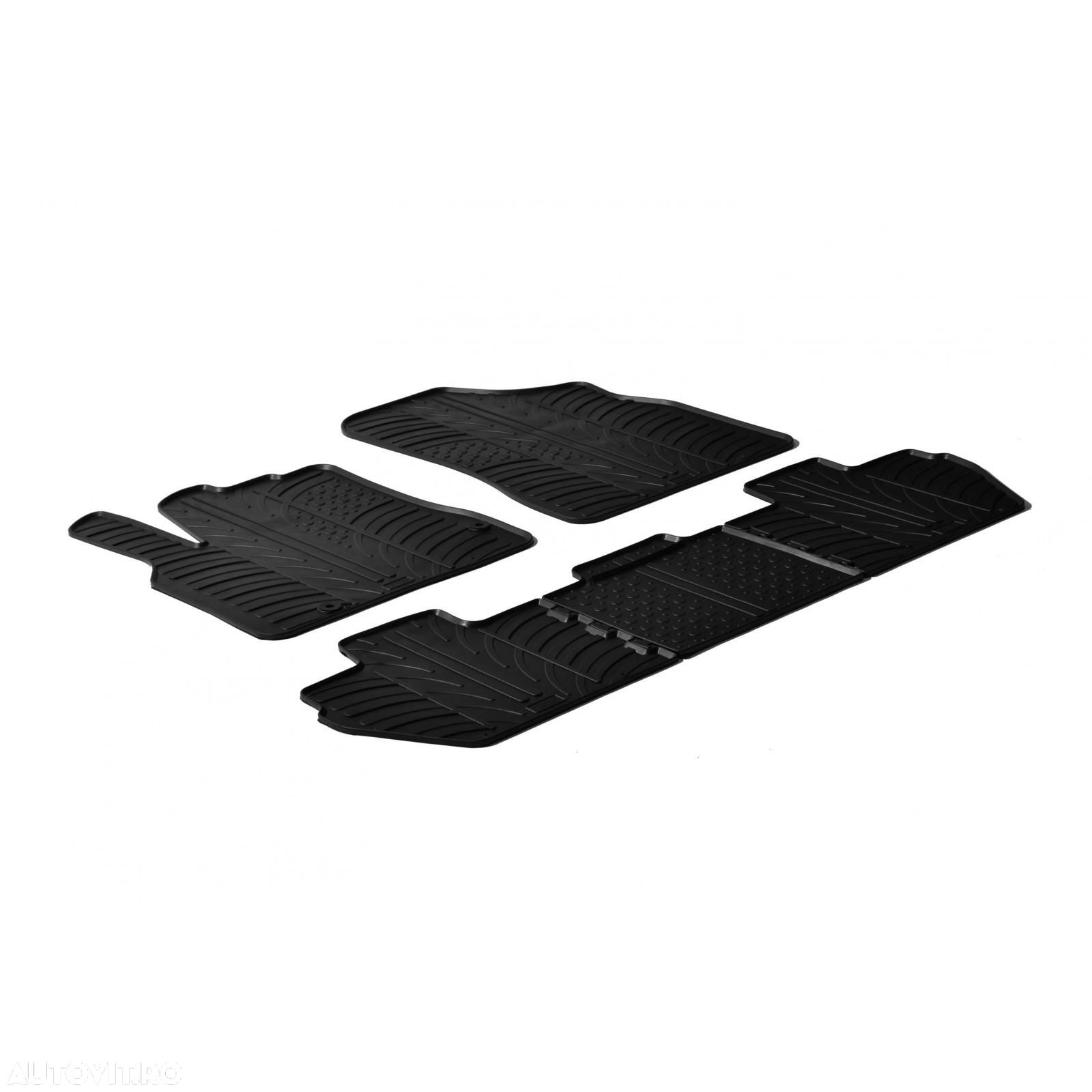 Set covorase auto din cauciuc Citroen Berlingo / OPEL Combo 09.2018-,Peugeot Rifter 09.2018- (Passenger) Hatchback 5 usi, fara scaun pasager mobil, cu fixare rotunda, Gledring, 5 buc - 1