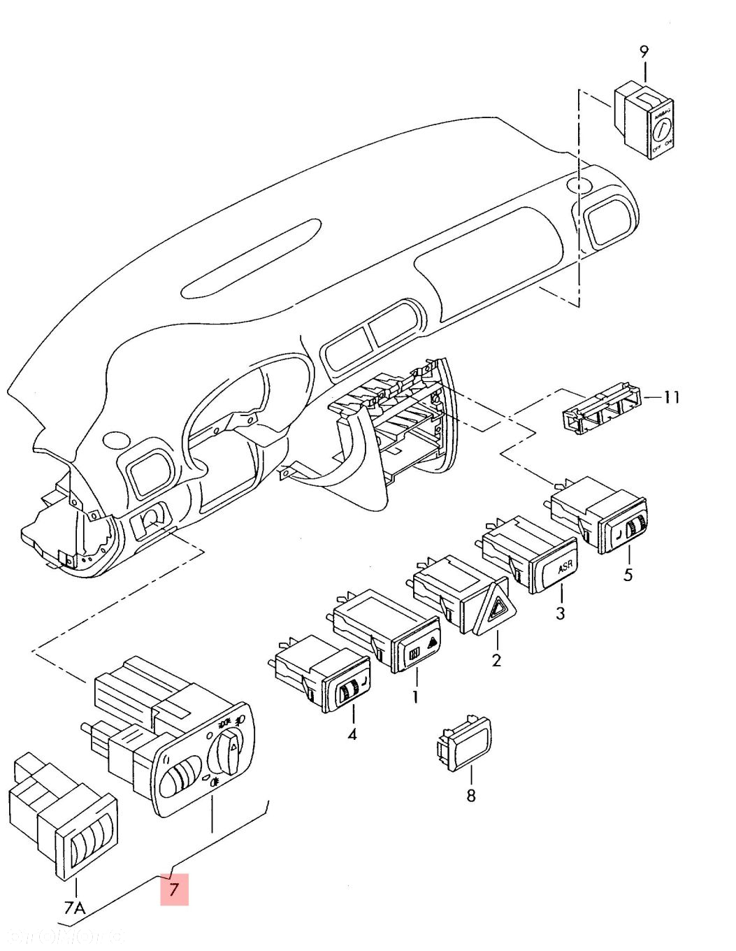 PANEL WŁĄCZNIK ŚWIATEŁ AUDI A3 8L LIFT 8L1941531G - 2