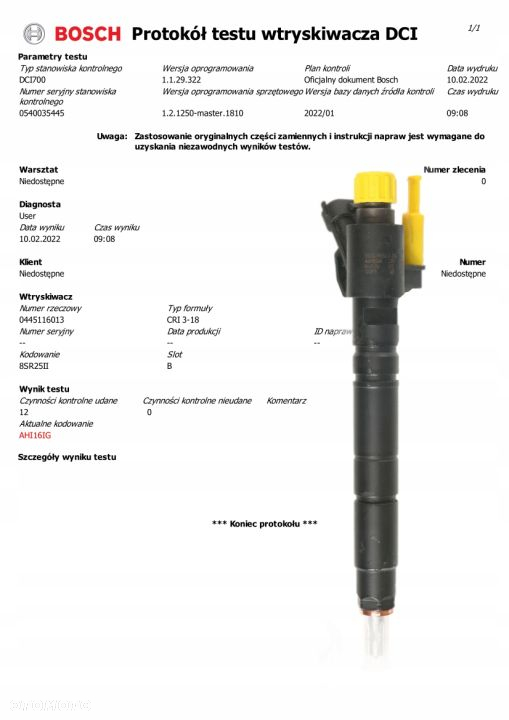 Wtryski KOMPLET 0445116013 JAGUAR LAND ROVER