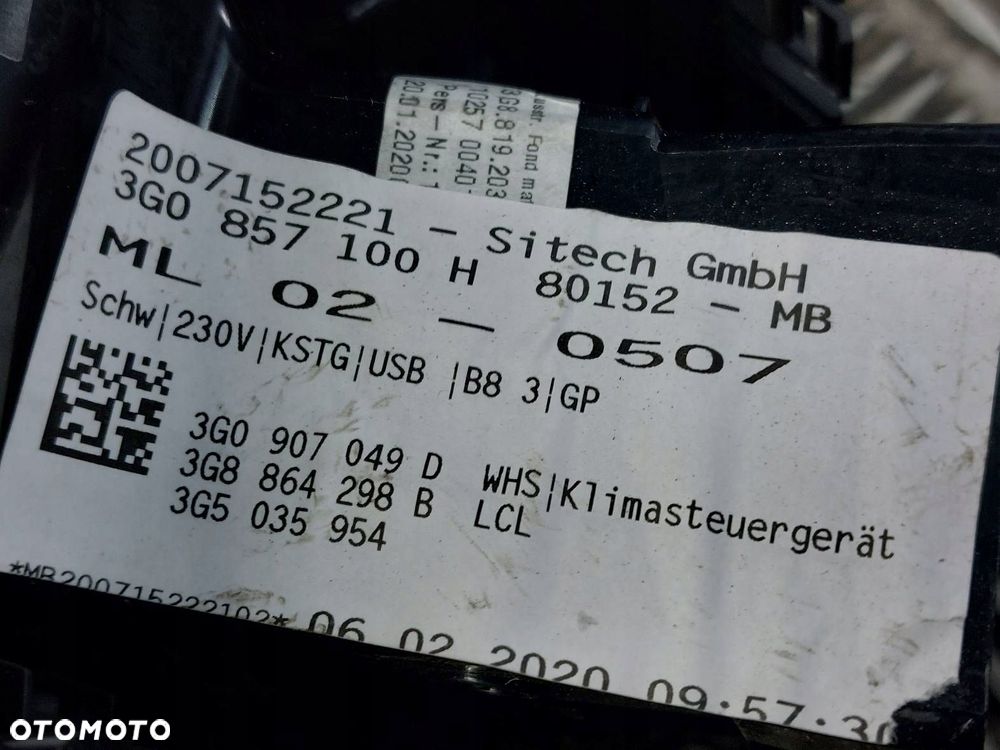 TUNEL ŚRODKOWY PODŁOKIETNIK VOLKSWAGEN PASSAT B8 LIFT 3G0907049D - 6