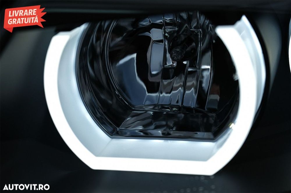 Faruri Xenon U-Led 3D Dual Halo Rims BMW Seria 3 E90 Limuzina E91 Tour - 4