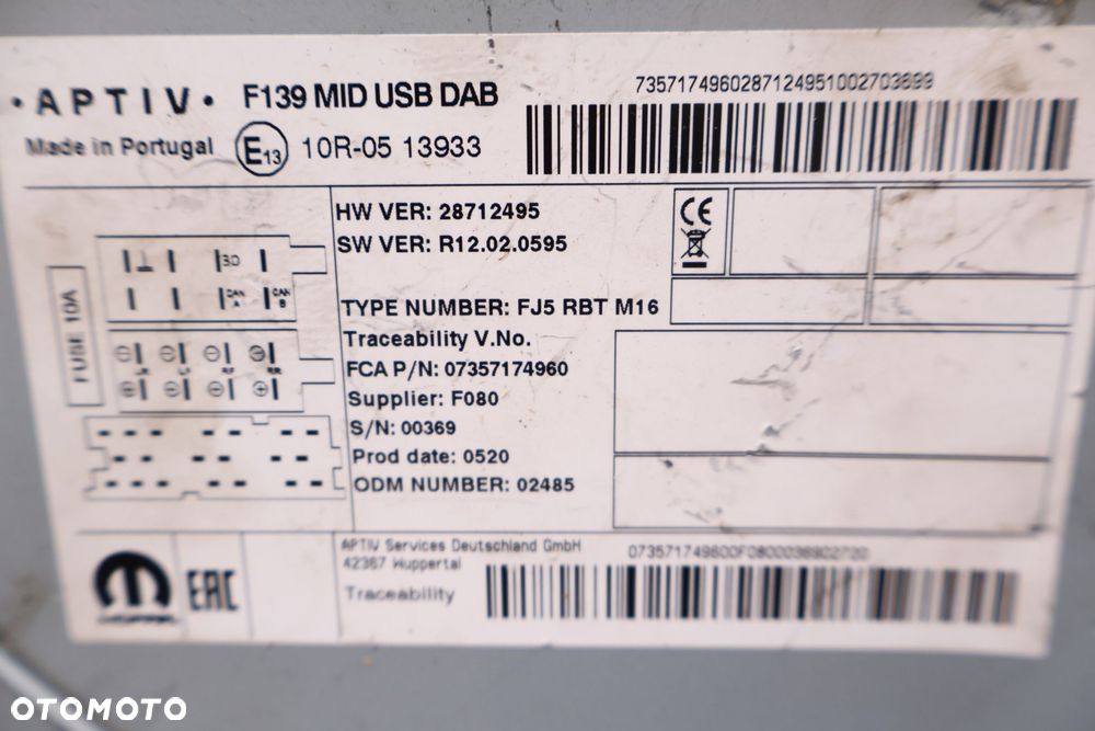 FIAT PANDA III RADIO '07357174960 - 7