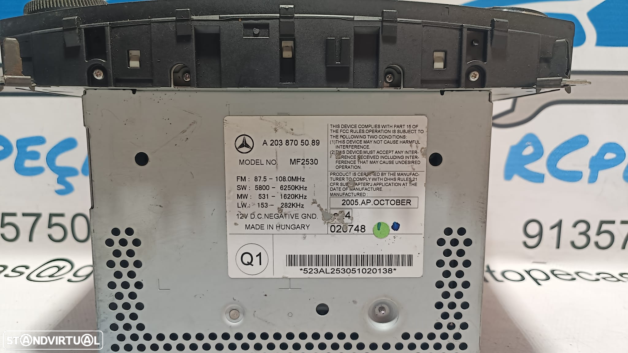 RADIO AUTORADIO LEITOR CD MERCEDES BENZ CLASS C W203 A2038705089 2038705089 DISPLAY COMANDOS COMUTADOR PAINEL CONTROLO COMUNICAÇÃO - 6