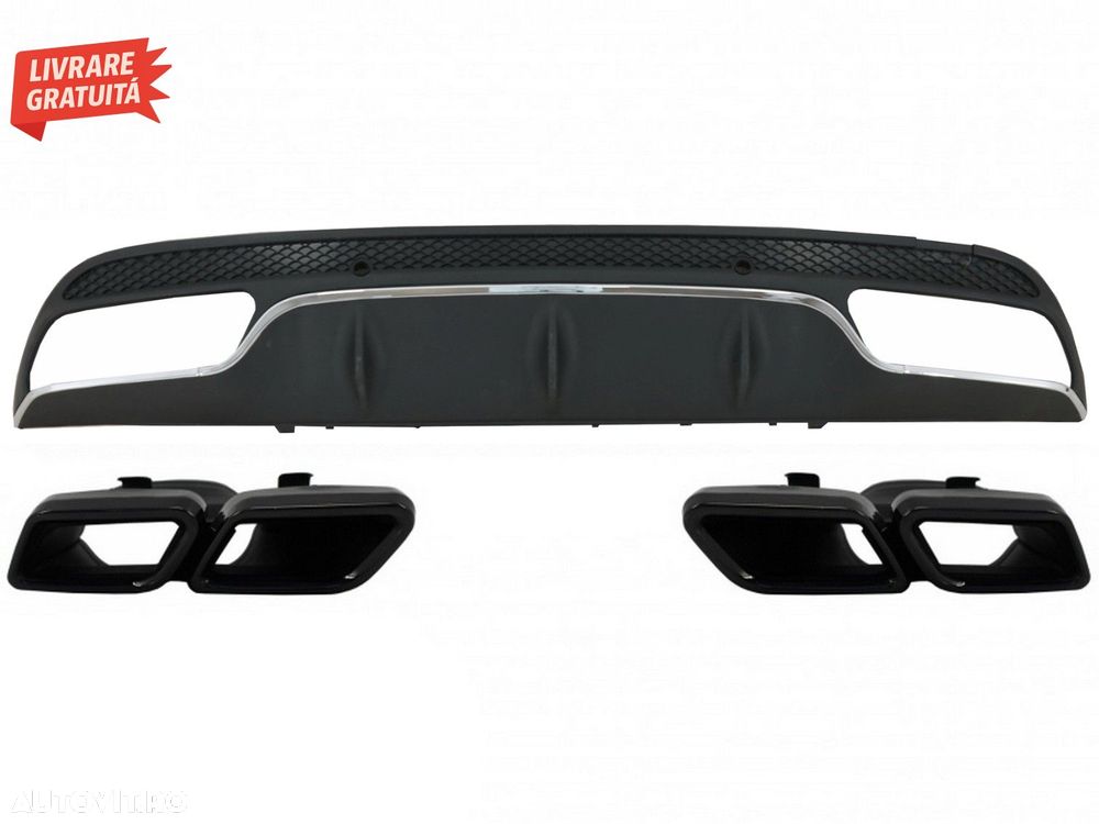Difuzor Bara Spate cu Ornamente tobe Negre Mercedes C-Class W205 S205 (2014-2020) - livrare gratuita - 1