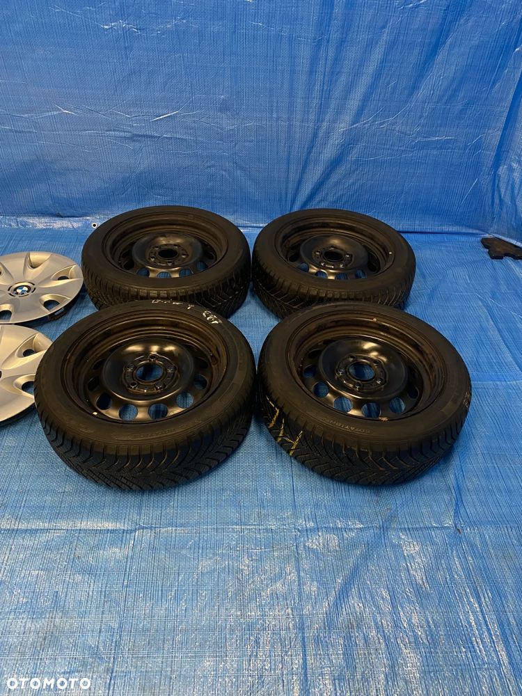 KOŁA KOŁO FELGA STALOWE 6,5J 16" 5X120; 72,6mm KOMPLET  OPONY CAŁOROCZNE RUNFLAT GOODYEAR 5,4mm  KOŁPAKI OE BMW 1 SERIA E81 E87  3 SERIA E36 E46 E90 E91 ITP. - 2
