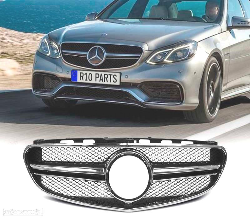 GRELHA MERCEDES CLASE E W212 13-16 LOOK AMG BLACK CROMADO - 1