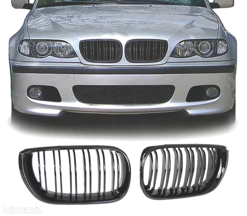 GRELHAS BMW E46 BERLINA 01-05 LOOK M3 PRETO BRILHANTE - 1