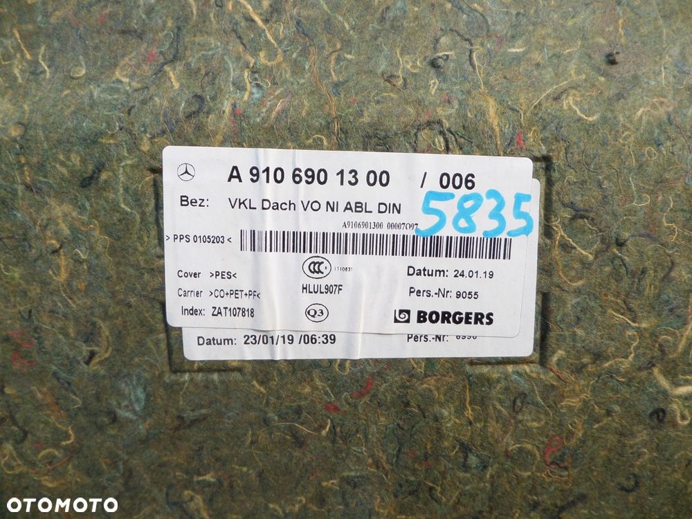 podsufitka kabiny kierowcy pasażera mercedes sprinter w907 w910 a9106901300 - 4