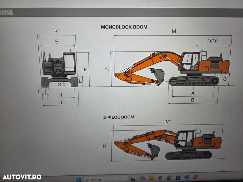 Hitachi ZX250-7, 27,6t, 2020, 6.815h, latime 2,99m, cupa NOUA 1,55mc, lant si papuci NOI, inst picon si inst rotire pe brate, camera spate, camere laterale, gresare automata, ad sapare 7m, ridica 15t, consum 13,1l/h, revizii facute, leasing 4ani-99.000 Eur+t - 40